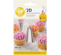Wilton Douilles à Pâtisserie Set-3: Douille 2D et 2x Poches à Douilles 30 cm - Douilles Professionnelle Métallique Buse de Glaçage Réutilisable pour la Décoration de Gateaux, Muffins et de Cupcakes