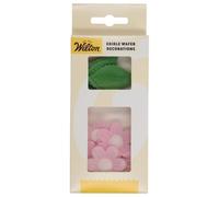 Wilton Edible Wafer Decorations Flowers et Leafs Pink: Fleurs et feuilles en papier comestible roses, Décorations en papier gaufrette, Impeccable pour décorer des gâteaux et cupcakes - Lot de 11