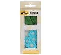 Wilton Edible Wafer Decorations Flowers & Leafs Blue: Fleurs et feuilles en papier comestible bleus, Décorations en papier gaufrette, Parfait pour décorer des gâteaux et cupcakes - Lot de 11