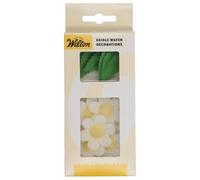Wilton Edible Wafer Decorations Flowers & Leafs White: Fleurs et feuilles en papier comestible blanches, Décorations en papier gaufrette, Parfait pour décorer des gâteaux et cupcakes - Lot de 11