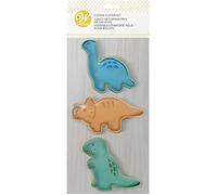 Wilton Emporte-pièce Dinosaure, Set de 3 : Emporte-pièces Dino Tricératops, Brontosaure et T-Rex Découpe Pâte à Sucre, Fondant et Biscuits Accessoires de Pâtisserie - Lot 3 Pièce