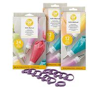 Wilton Ensemble de poches à douille pour décoration, 12 po, 16 po, poches pour décoration jetables, 12 attaches pour poches de glaçage, ensemble de 4 pièces