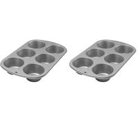 Wilton Moule à muffins Jumbo - Recette droite - Antiadhésif - 6 trous - 7 cm x 24,8 cm x 36,2 cm (Lot de 2)