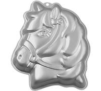 Wilton Moule à Tarte 3D Cheval - Moule à Gâteau en Aluminium Forme Poney 3D, Idéal pour Anniversaire Enfant et Fêtes - 27,5 x 17 x 10 cm, Argenté