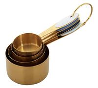 Wilton Set de Gobelets Gradués Inox Or 4 Pièces : Tasses à Mesurer en Acier Inoxydable avec Poignées en Silicone pour Cuisine et Pâtisserie - Set de 4