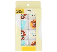 Wilton Sugar Decorations Baby Bliss Blue Set/8: Décors Sucrés: Oursons, Nuages, Grenouillères et Ours sur la Lune, Parfait pour Décorer Cupcakes, Biscuits et Gâteaux, Decoration comestible gateau