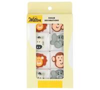 Wilton Sugar Decorations Safari Animals Set/8: Décors Sucrés Animaux de la Savane: Lions, singes, zèbres et éléphants, Parfait pour Décorer Cupcakes, Biscuits et Gâteaux, Decoration comestible gateau