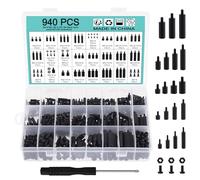 WiMas Lot de 940 vis hexagonales en nylon filetées pour montage sur carte mère - M2 M2,5 M3 M4 - Noir