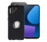 WIMSPEED Coque pour Fairphone 5 (6.46 ") avec Rotation 360 Degrés Anneau Support, Ultra-Mince Anti-Rayures de TPU Bumper Silicone Souple Noir Housse Etui pour Fairphone 5