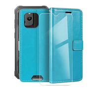 WIMSPEED Support Coque pour Blackview BV5300 Pro (6.1") + Verre Trempé Protection D'écran, La Fonction Porte-Monnaie PU Cuir Flip Case avec Souple Silicone Doublure Housse Etui - SkyBlue