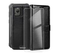 WIMSPEED Support Coque pour Blackview BV5300 Pro (6.1") + Verre Trempé Protection D'écran, La Fonction Porte-Monnaie PU Cuir Flip Case avec Souple Silicone Doublure Housse Etui - Black