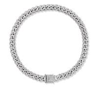 WimuPath Collier pour chien plaqué argent avec chaîne en métal de style cubain avec boucle sécurisée, collier de luxe durable pour chiens et chiots de petite, moyenne et grande taille