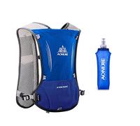 Win.Deeper 5L Sac à Dos Hydratation Marathoner Running Race Gilet d'hydratation (Bleu avec 500ML Water Bouteilles)