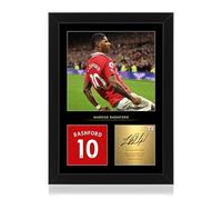 Win FC Photo encadrée Marcus Rashford A4 - Signature numérique reproduite - Cadeau pour les fans de United