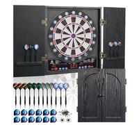 WIN.MAX Cible de fléchettes électronique professionnelle - Armoire à fléchettes avec affichage LED et 211 variantes de jeu - Kit complet pour la maison