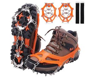 WIN.MAX Crampon Antidérapent Crampons Neige et Glace Crampon pour Chaussure 19 Dents Crampons avec Acier sans Soudure Protection pour la Neige la Glace Les Randonnées la Chasse