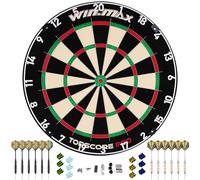 WIN.MAX Pro Cible de fléchettes Pro avec pointe en acier pour adultes avec pointe en acier et anneau rotatif sans agrafes avec 12 fléchettes en métal