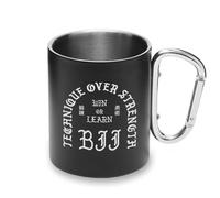 Win or Learn Jiu Jitsu Technique MMA Tasse en métal Poignée mousqueton Tasse de camping