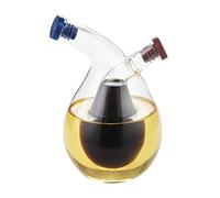 WINAKUI Bouteille en verre transparent pour huile et vinaigre, Vinaigrier 2 en 1, distributeur d'huile d'olive, double bec verseur, bouchons, fournitures de cuisine pour la cuisine