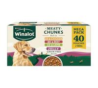 WINALOT Meaty Chunks Assortiment de sachets de nourriture humide pour chien 40 x 100 g
