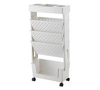 WINARA Chariot de Bibliothèque Mobile Amovible à 5 Niveaux avec roulettes Chariot de Livre avec 3 étagères Plates Chariot de Livre Simple Face pour Enfants, étudiants, Enseignants et Adultes,(Blanc)