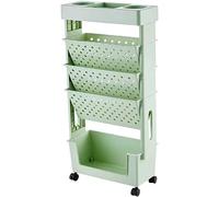 WINARA Chariot de Bibliothèque Mobile Amovible à 5 Niveaux avec roulettes Chariot de Livre avec 3 étagères Plates Chariot de Livre Simple Face pour Enfants, étudiants, Enseignants et Adultes,(Vert)