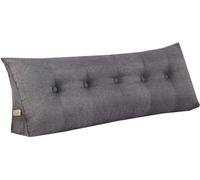 WINARA Coussin de Lecture Triangulaire Simple pour lit, canapé, Tatami, lit de Jour, Coussin de tête de lit avec Housse Amovible (Gris, 200x50x20)