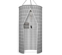 WINARA Rideau De Douche Double Fermeture Éclair Isolante en Polyester Circulaire Suspendu, Blanc, 39 inches x 79, Moderne, pour Salle De Bain