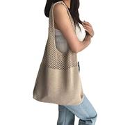 WINARA Sac à bandoulière en toile pour femme, en tricot, Grande capacité, pour été, plage, sac à main décontracté