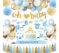 WINAROI Baby Shower Decoration Garcon,Baby Shower Bleu Ballons Decoration,Baby Shower Boy Garcon Naissance Bapteme Ballon Fête de réVélation de Genre Decoration