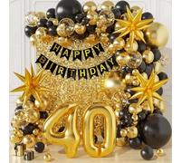 WINAROI Décoration Anniversaire 40 Ans en Noir et Or,Ballon 40 Ans Anniversaire Femme,Noir et Or Arche Ballon anniversaire 40 Kit Arche ballon pour Fête