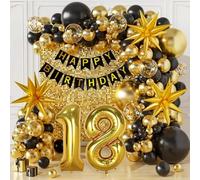 WINAROI Décoration Anniversaire 40 Ans en Noir et Or,Ballon 40 Ans Anniversaire Femme,Noir et Or Arche Ballon anniversaire 40 Kit Arche ballon pour Fête (black18)
