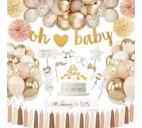 WINAROI Decoration Baby Shower Filles Garcon,Décoration Baby shower avec Ballons Blancs or,Decoration Bapteme Fille,Baby Shower Decoration,Sash Mummy to Be
