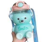 WINBST Gourde pour enfant - Motif ours kawaii - Avec paille et dragonne - Bandoulière réglable - 1400 ml - Pour les voyages en plein air