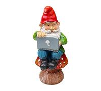 WINBST Nain de jardin avec télécommande, mini nain de jardin avec ordinateur portable, gnome avec arme pour maison de poupée, décoration de jardin, accessoires d'intérieur et d'extérieur, accessoires