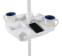 WINBST Plateau de table de parasol, support rond creux avec 4 porte-gobelets pour la plage et les parasols 43,2 x 43,2 x 5,1 cm