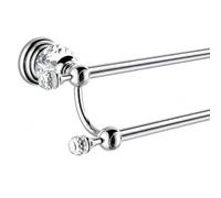 Wincase Argent Porte-Serviette Simple Support, Accessoires de Salle de Bain en Alliage de Zinc Construction Mural avec Base de Cristal Finition Chrome, Alliage, Silver, Double Towel Bar