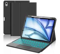 WINCHKING Compatible avec iPad Air 11"/11" Air 5e 4e génération avec clavier - Pavé tactile multi-touch, rétroéclairage 7 couleurs, étui folio amovible pour Air 11" M3/M2 (2025/2024) (noir)