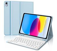 WINCHKING Coque Clavier pour iPad 2022 10ème Gén 10.9 Pouces e iPad 2025 A16 11ème Gén 11 Pouces, Housse Claviers sans Fil Bluetooth DéTachable (sans Rétroéclairage), AZERTY Français, Bleu