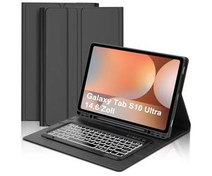 WINCHKING Étui clavier Bluetooth pour Samsung Galaxy Tab S10 Ultra/S9 Ultra 14,6" rétroéclairé à 7 couleurs, noir