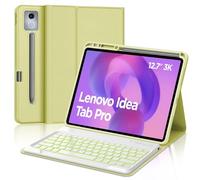 WINCHKING Rétroéclairage Clavier pour Lenovo Idea Tab Pro 12.7" 2025, AZERTY Français Détachable Bluetooth Keyboard pour Lenovo Idea Tab P12 Pro 12.7" 2025 avec Coque de Protection en TPU Jaune