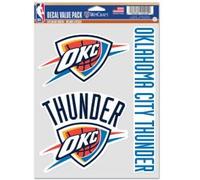 WinCraft NBA Oklahoma City Thunder Lot de 3 autocollants multi-usage pour fan Couleurs de l'équipe Taille unique