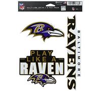 Wincraft NFL Lot de 3 Autocollants 20x15cm - Baltimore Ravens