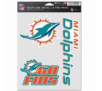 Wincraft NFL Lot de 3 Autocollants 20x15cm - Miami Dolphins
