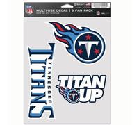 WinCraft NFL Tennessee Titans Lot de 3 autocollants multi-usage pour fan Couleurs de l'équipe Taille unique