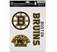 Wincraft NHL Boston Bruins Lot de 3 autocollants multi-usage pour fan Couleurs de l'équipe Taille unique
