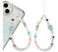 Wincredulous Phone Charms - 1 lanière de poignet avec perles brillantes - Cordon de poignet pour smartphone - Pour coque de téléphone, femme (cellule A, bleu coquillage A, 1 pièce)