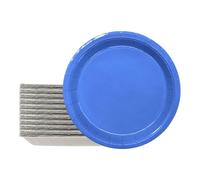 WINCUR Lot de 100 assiettes à dessert jetables de couleur unie - Assiettes rondes en carton blanc robuste avec revêtement en polyéthylène pour anniversaire, mariage - 18 cm (bleu roi)