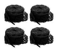 WINCUR Lot de 4 paires de lacets plats en dentelle avec motif floral creux, bottes et chaussures tendance, noir, 120cm/47"