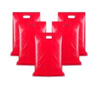 WINCUR Lot de 50 petits sacs en plastique avec poignée découpée, réutilisables et épais avec poignée pour fête d'anniversaire, festival (rouge, 25 x 35 cm)